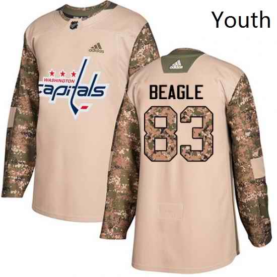 Youth Adidas Washington Capitals 83 Jay Beagle Authentic Camo Veterans Day Practice NHL Jersey